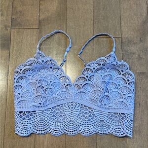 Free People Scalloped Lace Bralette in Soft Blue/ Purple Hue